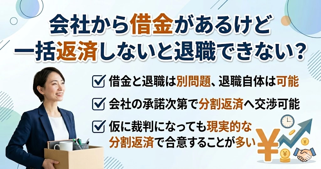 会社から借金があるけど一括返済しないと退職できない？