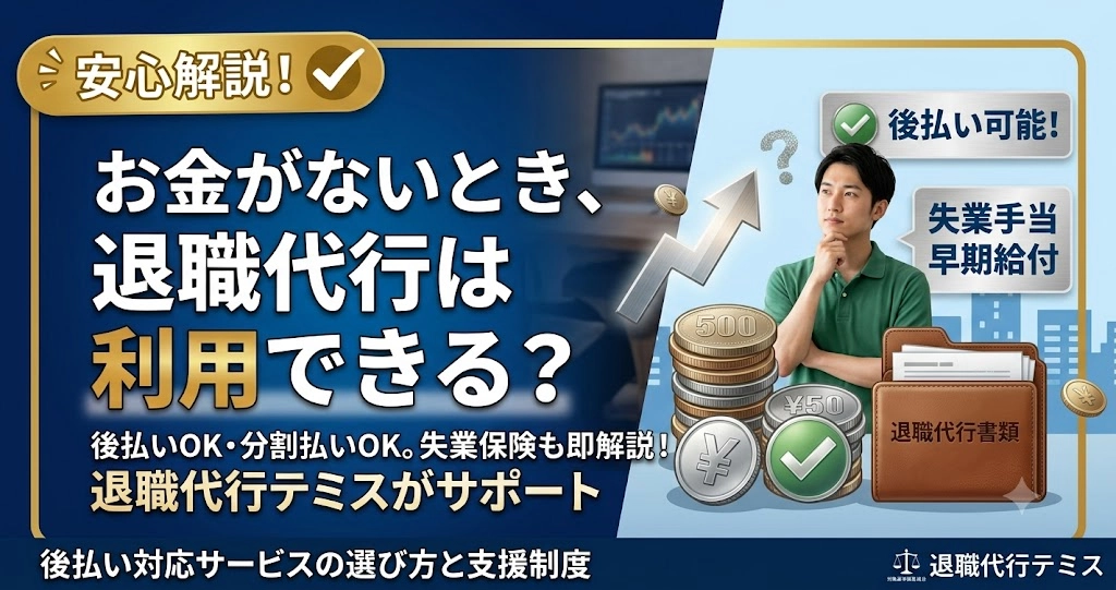 お金がないときに退職代行は利用できる？後払い対応サービスの選び方と支援制度
