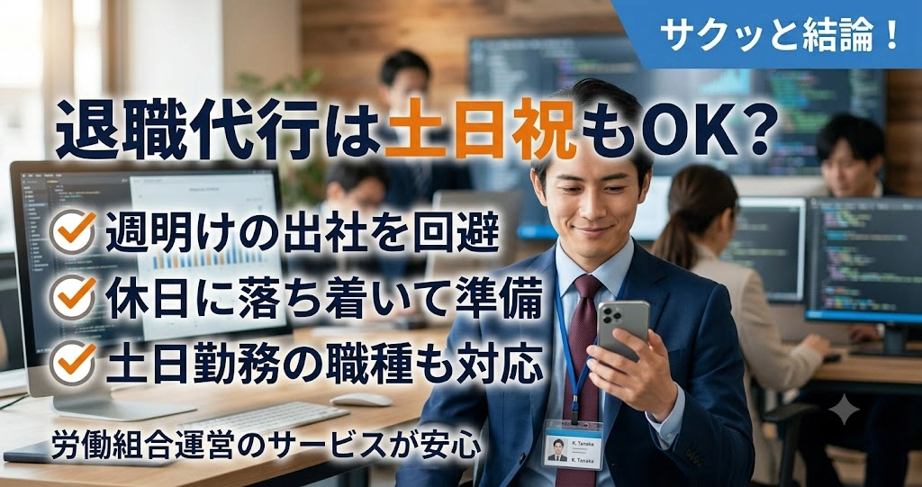 退職代行は土日でも利用できる？休日に相談するメリットと注意点
