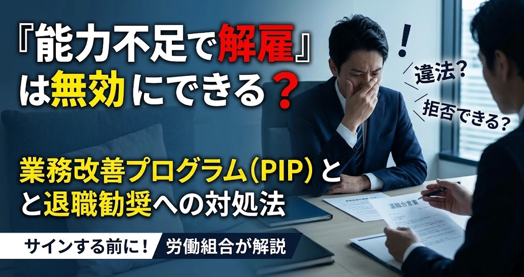 「能力不足で解雇」は無効にできる？業務改善プログラム（PIP）と退職勧奨への対処法
