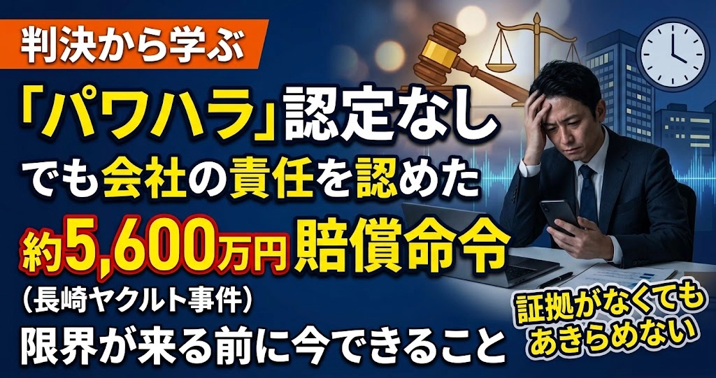 パワハラが認定されないのはなぜ？それでも会社の責任を認めた5,600万円判決と、限界が来る前にできること