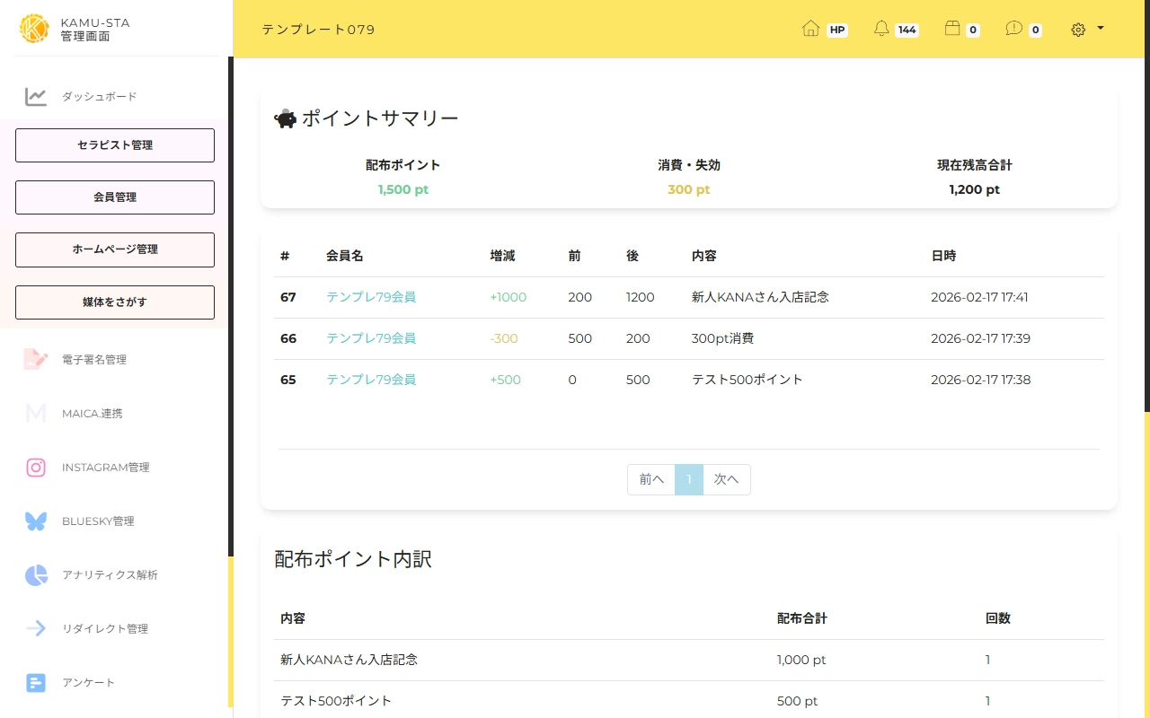 ポイント設定(ログインポイント等)