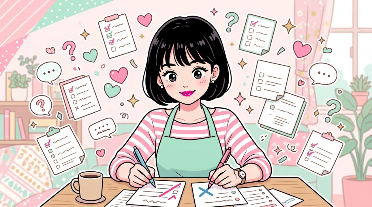 チェックリストで向き不向きを確認する女性のイラスト｜デリヘルに向いている人の特徴