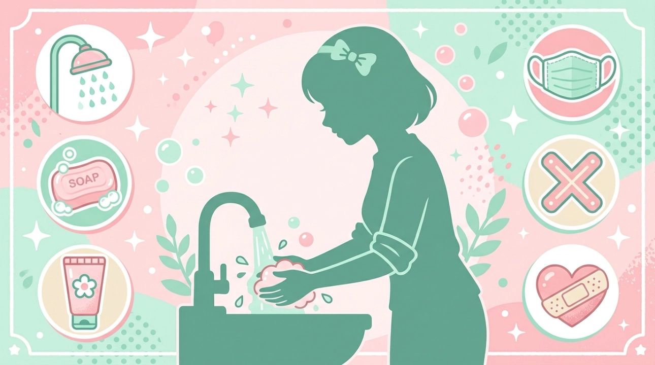 衛生面を気にして手を洗う女の子
